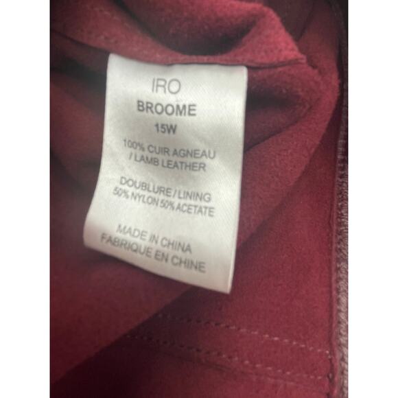 IRO SOFT LEATHER LAMBSKIN MOTO BURGUNDY JACKET 38 - Picture 9 of 9